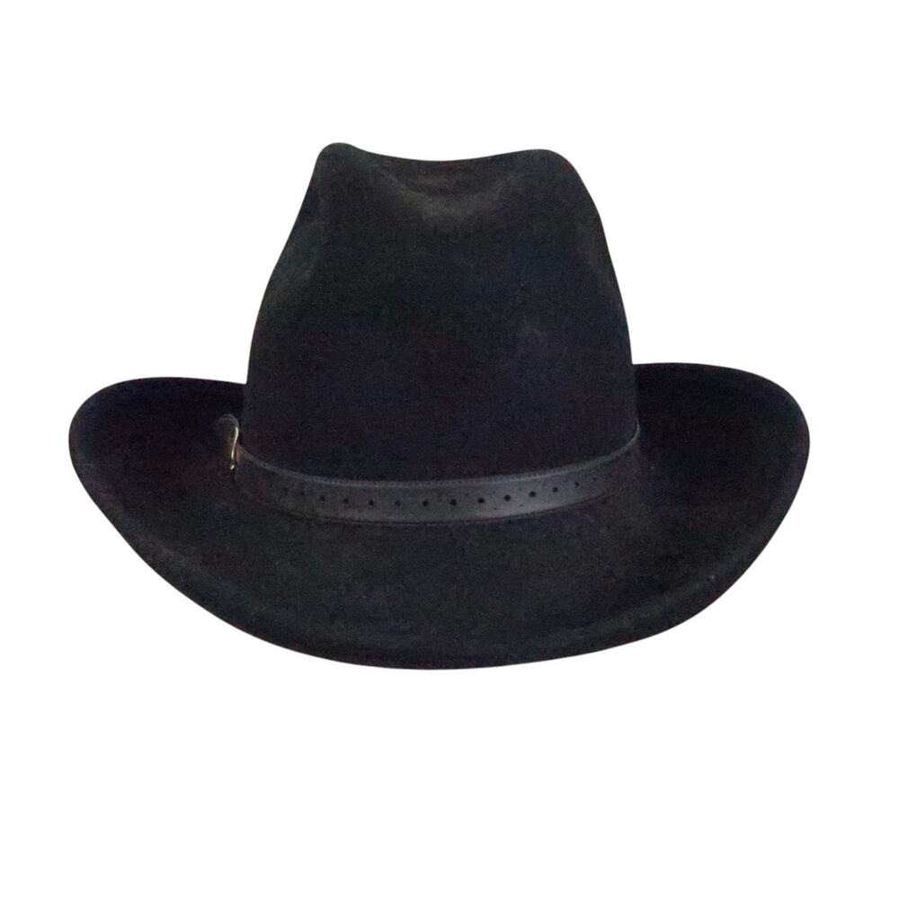 Vintage 60s Coralie Black Felt Wool Fedora Hat